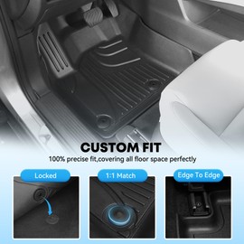 AOMSAZTO Floor Mats and Cargo Mat Compatible with 2013-2020 Nissan Pathfinder/2013 Infiniti JX35/2014-2020 Infiniti QX60, TPE All Weather Protection 1st 2nd and 3rd Row Full Floor Liners Set