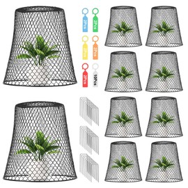 Chicken Wire Plant Covers, 10 Pcs 9×9 Inch Heavy Duty Metal Garden Cloches with Stakes and Labels, Plant Protectors for Keeping Bunnies, Chickens, Squirrels, and Birds Out, Indoor & Outdoor Use