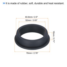 sourcing map T Type Rubber Grommet Mount Dia 63.6mm ID 52mm Seal Protection Flexible Hole Plugs for Cable Pipe Black