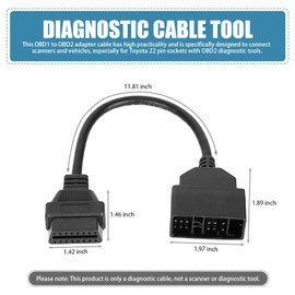 Bookeel 1 PC Car Scanner Diagnostic Tool Conversion Cable, 11.81" Length 1.97" x 1.89" 22-pin to 1.42" x 1.46" 16-pin OBD2 Scanner Vehicle Connection Cable, Portable Repair Accessories (Black)