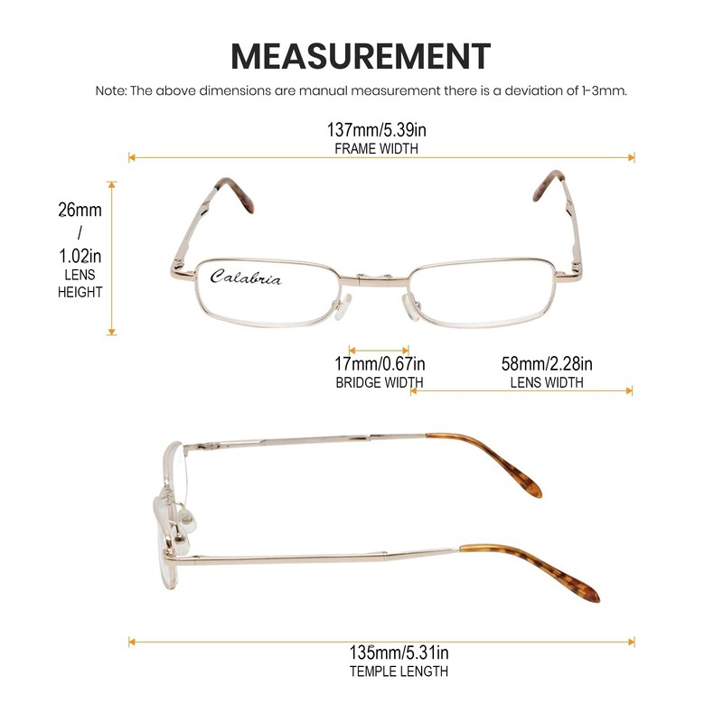 Calabria Folding Reading Glasses +2.50 power