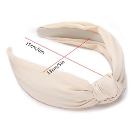 Etercycle Headband for Women, Knotted Wide Headband, Yoga Hair Band Fashion Elastic Hair Accessories for Women (Beige)