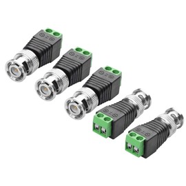 YAODHAOD BNC to Cat5e Adapter BNC Male to Terminal Solderless Connector BNC Video Balun Male Plug Connector for CCTV Surveillance Cable Ethernet Speaker (5 Pieces) (5 x BNC Plug)