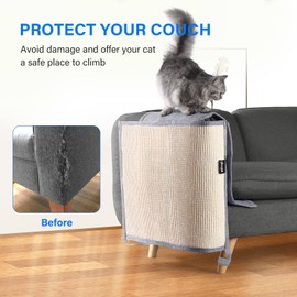 NATUYA Furniture Protectors from Cats - Couch Protector from Cat Claws with Sisal Scratching Pad Anti Cat Scratch Furniture Couch Sofa Corner (Light Gray, Left)