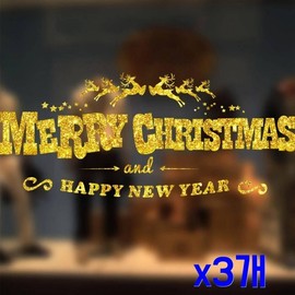 3-Piece Gold Christmas Window Stickers Christmas Window Sticker (Gold Christmas)