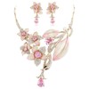 EVER FAITH Hibiscus Leaf Necklace Earrings Set Cubic Zirconia Crystal