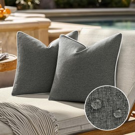 EMEMA Waterproof Cushion Cover Outdoor Waterproof Sofa Cushion Decorative Cushion Covers Decorative Cushion Cover Made of Polyester for Garden Sofa Living Room Bed Set of 2 50 x 50 cm Dark Grey