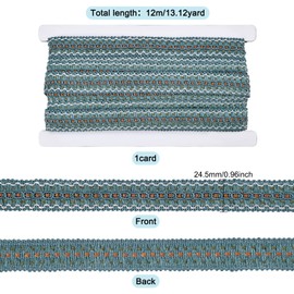 FINGERINSPIRE 13 Yards 1 inch Blue Woven Braid Trim Handmade Polyester Sewing White Edge Wave Braid Trim Crafts Decorative Trim with Card for Curtain Slipcover DIY Costume Accessories