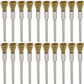 20PCS Brass Wire Brushes - Metal Rust Removal, Cleaning, and Polishing - 5mm Diameter, 1/8″ (3mm) Shaft - Removes Burrs, Dust, and Oxide Layer - Handles Rough Surfaces - Rotary Tool Accessories