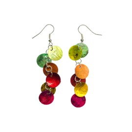 Miniblings Mother of Pearl Plate Summer Earrings – Handmade Fashion Jewellery I Shell Discs – Earrings Silver Plated, Cotton, No Gemstone