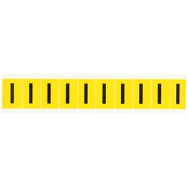Brady 1530-I 1-1/2" Height, 7/8" Width, B-946 High Performance Vinyl, Black On Yellow Color 15 Series Indoor Or Outdoor Letter Label, Legend "I" (10 Labels Per Card)