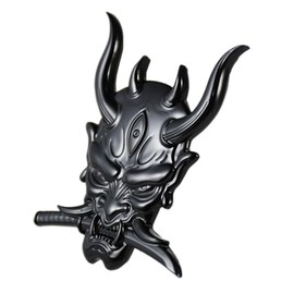 Ghost Devil Oni Samurai Warrior with Fangs and Blade Metal 3D Emblem Badge with Pre-Adhesive for Car Motorcycle Spider ATV Fun Zen Bushido JDM