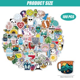 Alwodici 100 Pcs Funny Stickers PVC Waterproof Cartoon Sticker Set Stickers Aesthetic Suitable for Mobile Phones, Laptops, Suitcases, Bicycles, Skateboards, Guitars, Water Bottles (B Style)