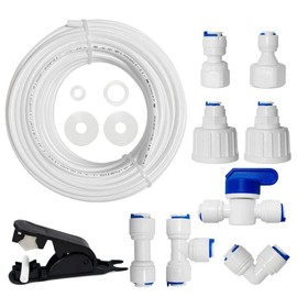 PAROAD 15 m Universal Water Inlet Pipe Connection Set for Refrigerator, Reverse Osmosis Filter, Water Filter, Drinking Machine, Water Pipe 1/4 Inch (6.35 mm) (I + T + L Quick Connector, Connector,