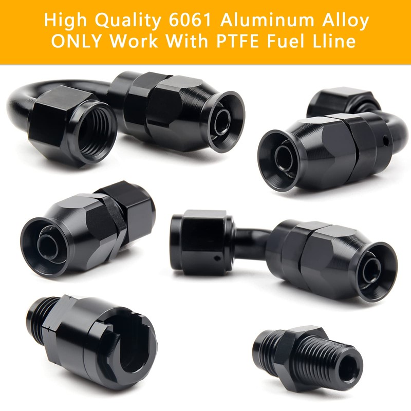 Medoon 6AN PTFE Fuel Line Kit, Nylon Stainless Steel Braided