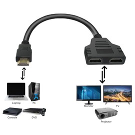 HDMI Male to Dual Female 1 to 2 Way Splitter Adapter Cable for Dual Monitors Hub for Multiple Monitors Female Adapter HDMI Dual Monitor Adapter for LCD TV