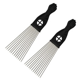 Outanaya 2pcs Steel Needle Comb Set Fan-Shaped Wide Tooth Detangling Rake Comb for Men and Boys for Slick Styling and Home Salon Use