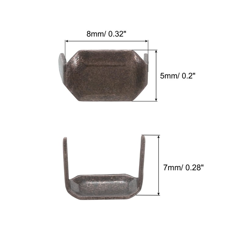 uxcell 50Pcs Brass Leather Staples, 8mm Two Prong Belt Loops