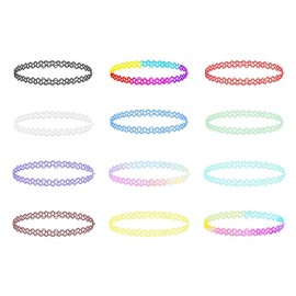 Girls Choker Necklace for Kids, Black Choker Necklace, 12 Pcs Choker Necklace Kit, Tattoo Choker Necklace, Chokers for Girls, Novelty Choker Necklaces, Choker Necklace, Novelty Choker Necklaces