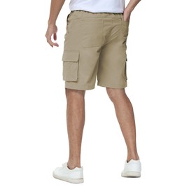 YuKaiChen Men's Cargo Shorts Summer Twill Cargo Shorts with 6 Pockets and Elastic Waist, khaki