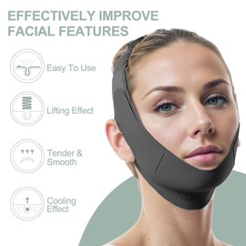 SexxLady Wiederverwendbarer Chin Strap,V-förmiges Kinn Gesichtsstraffungsband,Face-Lifting Maske für Frauen,Schwarz