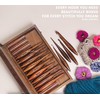 Rosewood Crochet Box Case with Hooks, Ergonomic Wooden Crochet Hook