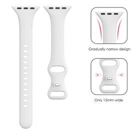 SWEES Sport Band Compatible with iWatch 38mm 40mm, Narrow Soft Silicone Slim Thin Small Replacement Wristband Strap Compatible for iWatch Series 5/4/3/2/1, Sport Edition Women Men, White