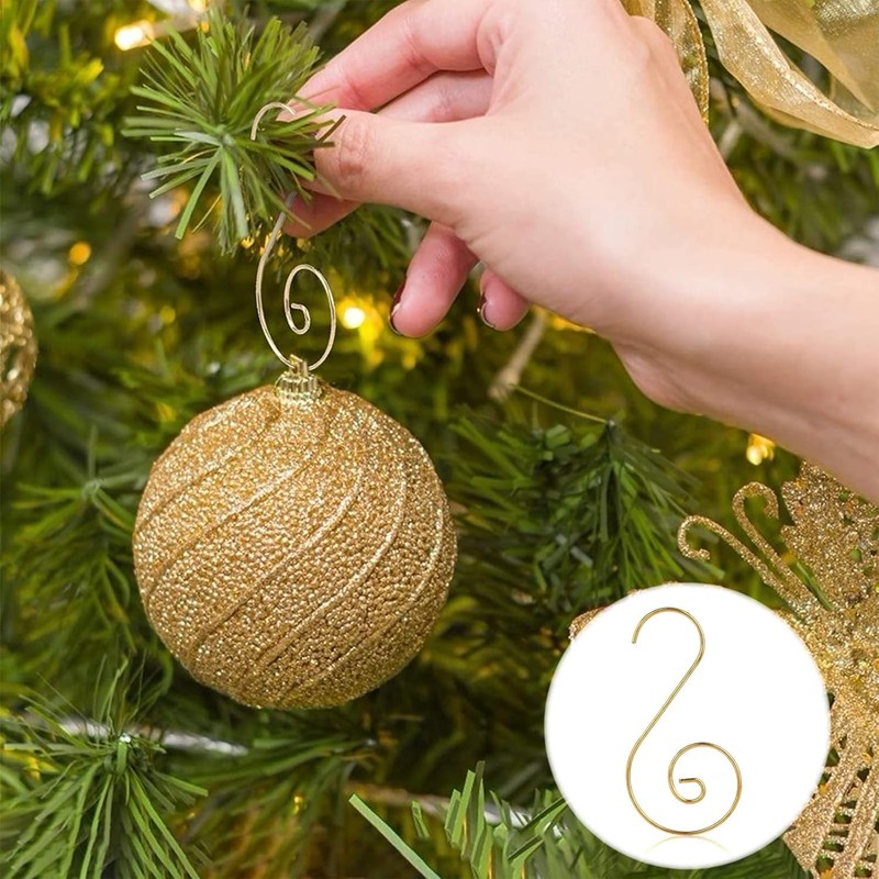 120Pcs Gold Christmas Ornaments Hangers Hooks for Christmas Tree Baubles,