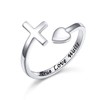FLYOW Sterling Silver True Love Waits Heart Cross Adjustable Wrap