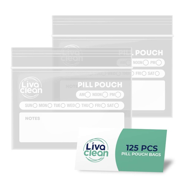 LivaClean 125 Pack Upgraded Thickness Pill Pouches for Medicine - Travel Medicine Packets, Pill Bags, Medicine Bag for Traveling, Pill Pouch, Pill Bag, Pill Bags for Travel, Pill Pack, Medication Bag