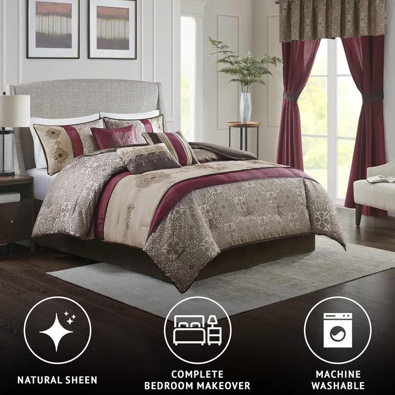 Madison Park Neyson Comforter Faux Silk-Traditional Luxurious Jacquard Design All