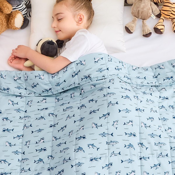 yescool Weighted Blanket 3 Pounds Cooling Weighted Lap Blanket, Shark