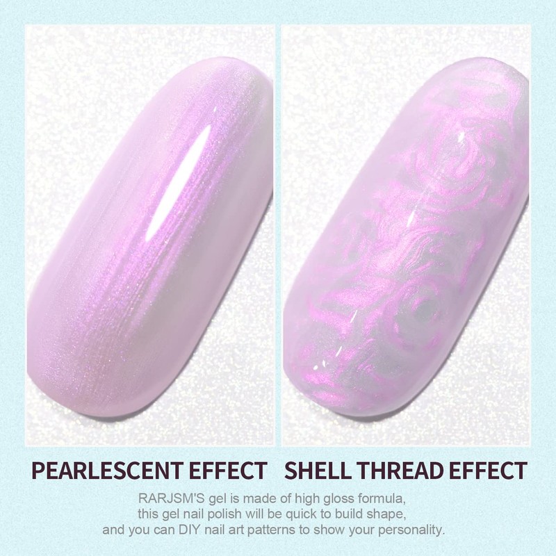 RARJSM RARJSM Pearl Gel Nail Polish, Glitter Gel Polish Lavender