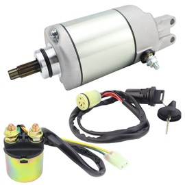 STABSOLI Starter Motor & Solenoid Relay & Ignition Switch for Honda FourTrax Foreman TRX450S ES FE FM 1998-2004, TRX500FE FM TM FPE FPM 2005-2011, 31200-HM7-003, 31200-HM7-A41