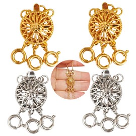 2 Pcs Necklace Layering Clasps Multi Strand Necklace Separator Connectors,Jewelry Holders for Layering Necklaces and Chains,Buckle Multi-row Buckle (Gold)