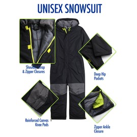 Arctic Hero Kids' Snowsuit - Boys' and Girls' Waterproof Jumpsuit - Winter Pram Snowmobile Ski Suit Coveralls (2T-12), Size 6-8, Black/Grey