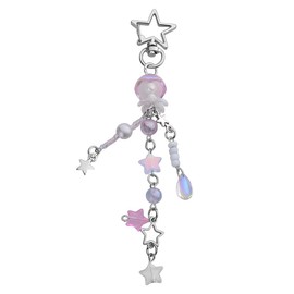 Guqqeuc Kawaii Star Keyring Y2k Pink Handbag Charm Star Keychain Accessories Y2k Vintage Bag Charms for Womens Handbags Bling Handbag Charms for Women Car Key Accessories for Girls Star Key Chain