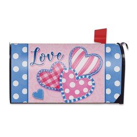FBCOO Valentines Love Mailbox Cover Magnetic Standard Size 20.5" x 18", Pink Blue Hearts Polka Dots Decorative Post Letter Box Wrap Decor, Anniversary Wedding Garden Yard Outdoor Decoration