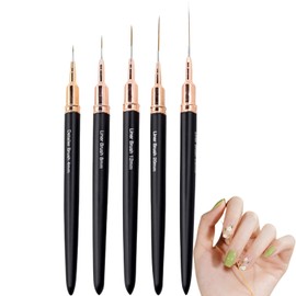 5PCS Nail Art Brushes,Nail Art Liner Brushes,Liner Brushes Set for Nails Gel,Painting Art Design Brush Set,Nail Art brush Set for Striping,Long Fine Line Painting Striping Pen(4/8/12/20/25mm, Black)