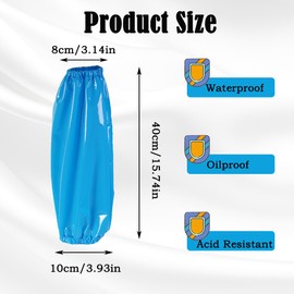 Blue Waterproof Oversleeves Reusable Oilproof Arm Sleeves Covers Elastic Cuffs Protective Arm Oversleeves for Car Washing Painting Dish Washing Cooking Dog Grooming