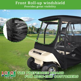 10L0L Golf Cart Enclosure for Club Car DS 4 Passenger (Short Roof 56"), Waterproof & Windproof Rain Cover with Clear Windows & Roll-Up Doors, Heavy Duty All-Weather Golf Cart Storage Cover - Black