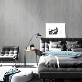 practicalWs Grey Wood Wallpaper 17.7''×590.5'', Gray Contact Paper Peel and Stick Modern Shelf Liner Covering Vinyl Wrap for Cabinets Furniture