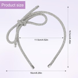 Headband with Bow, Rhinestone Hair Band, Crystal Bow Hairband, Hair Bow, Shiny Hair Crown, Headband with Bow, Non-Slip Hair Accessory for Women, Thick Thin Hair (Silver)