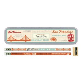 Cavallini San Francisco Pencil Set x 10 with Sharpner - Gift