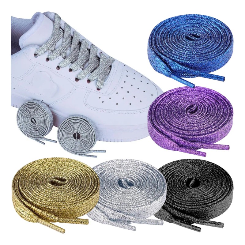 Agujetas Planas Glitter Cordones Zapato Tenis Brillo 5 Pares
