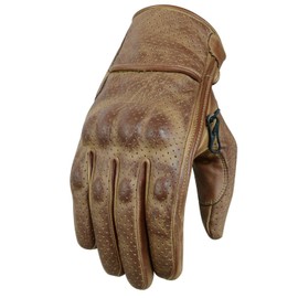 Motorcycle Gloves, Leather Motorcycle Gloves, Chopper Vintage Leather Gloves (XL, Brown)