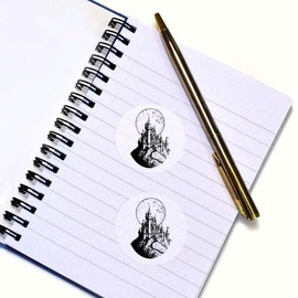 Azeeda 24 x 'Mondbeschienenes Schloss' Aufkleber - für Basteln, Scrapbooking und Etikettierung (SK00067109)