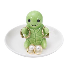 TAOJINJI Cute Turtle Ring Holder Dish, Ceramic Jewelry Holder Preppy Room Decor, Turtle Gifts for Women Birthday Christmas Wedding
