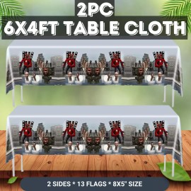 LANASPARTY Toilet Skibidi plate birthday party supplies favor centerpiece decoration theme - 2PC TABLE CLOTH SET