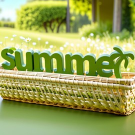 Wooden Summer Sign Summer Decorations Wooden Blocks Wall Decor for Living Room Home Office Shelf Mantel Indoor Wood home Decor Summers Table Top Party Decoration Freestanding Wood Summers Letters